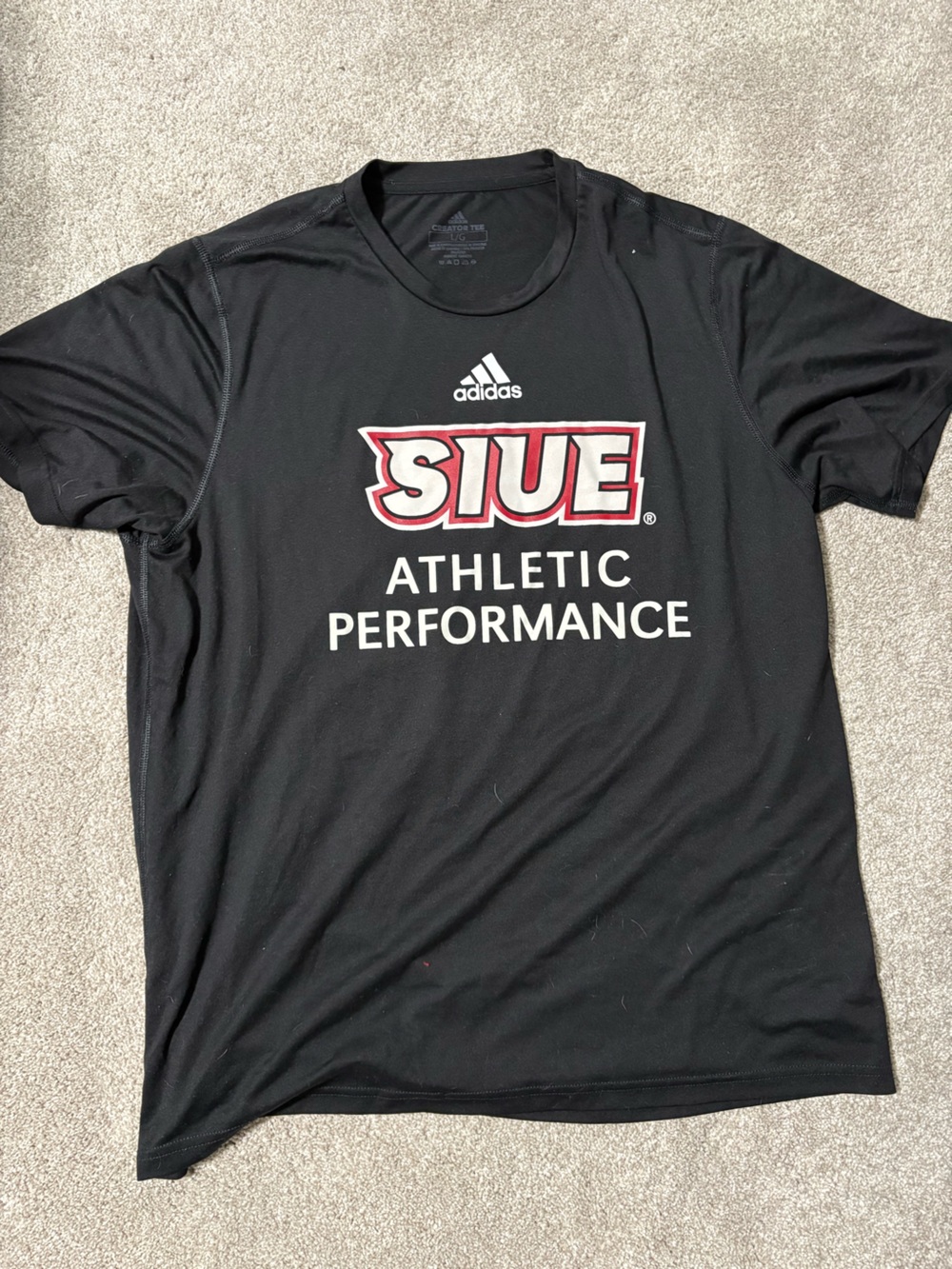 adidas Black SIUE Athletic Performance T-Shirt with Red/White Logo